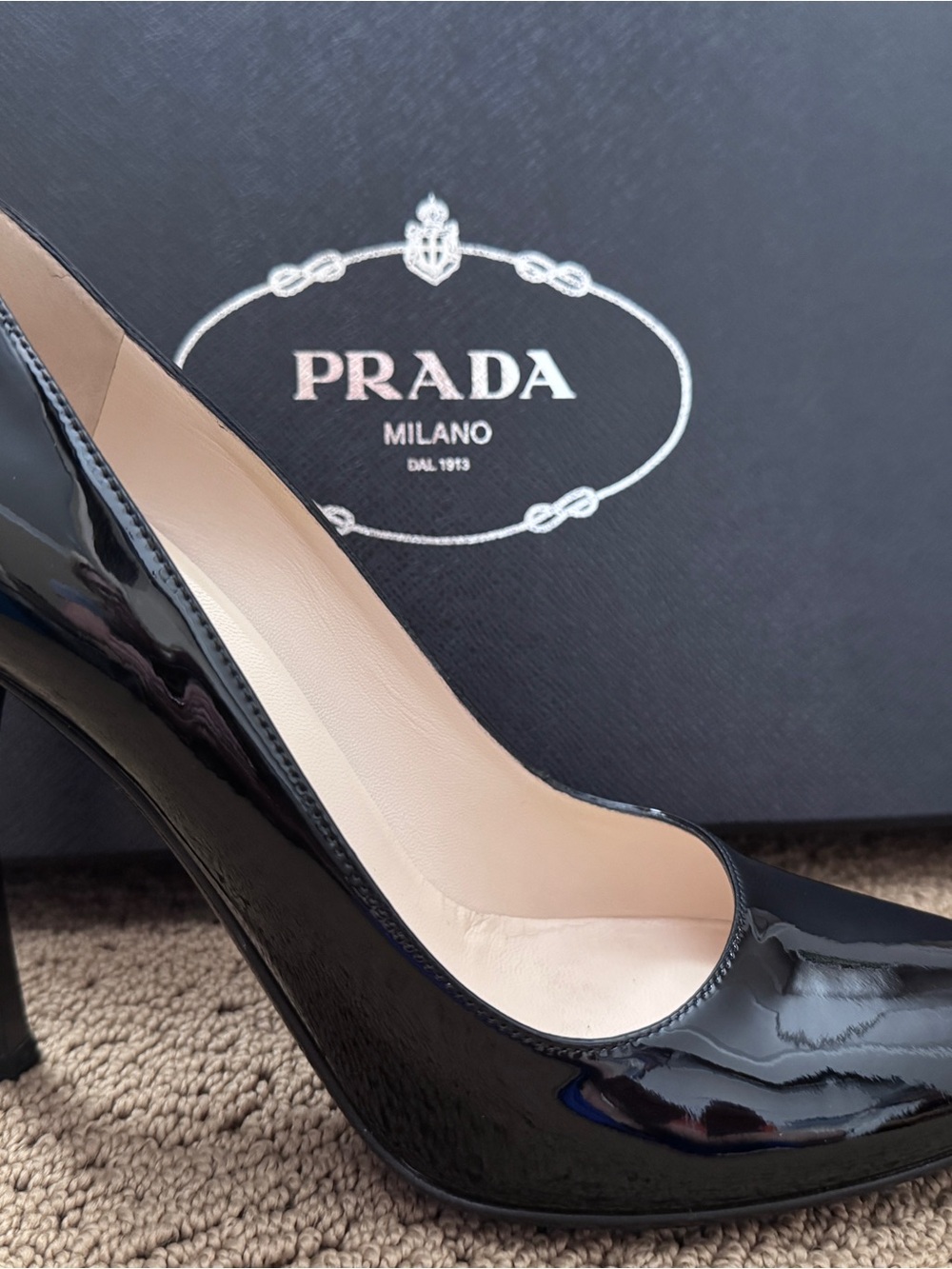 Prada Black Patent Leather Pointed-Toe Pumps